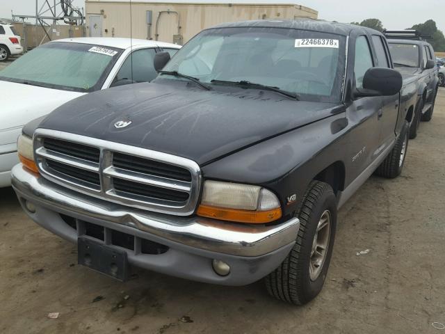 1B7GL2ANXYS697382 - 2000 DODGE DAKOTA QUA BLACK photo 2