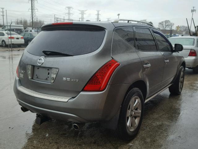 JN8AZ08WX6W527136 - 2006 NISSAN MURANO SL GRAY photo 4