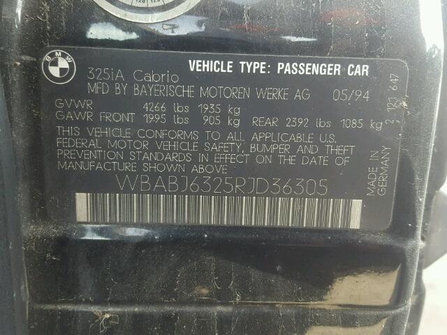 WBABJ6325RJD36305 - 1994 BMW 325 IC AUT BLACK photo 10