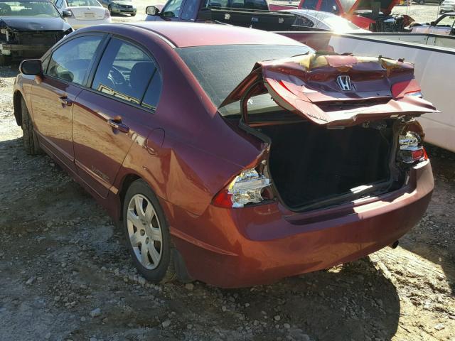 1HGFA16508L117315 - 2008 HONDA CIVIC LX BURGUNDY photo 3