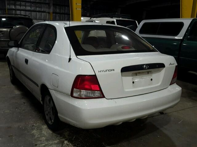 KMHCF35G71U107491 - 2001 HYUNDAI ACCENT L WHITE photo 3