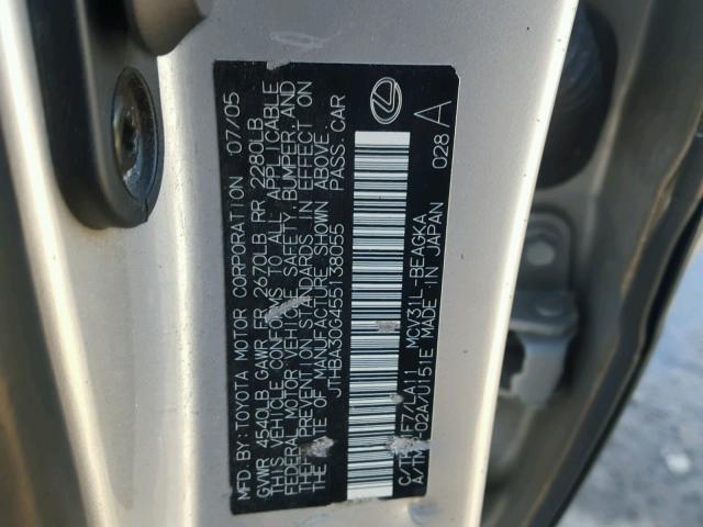 JTHBA30G455138055 - 2005 LEXUS ES 330 SILVER photo 10