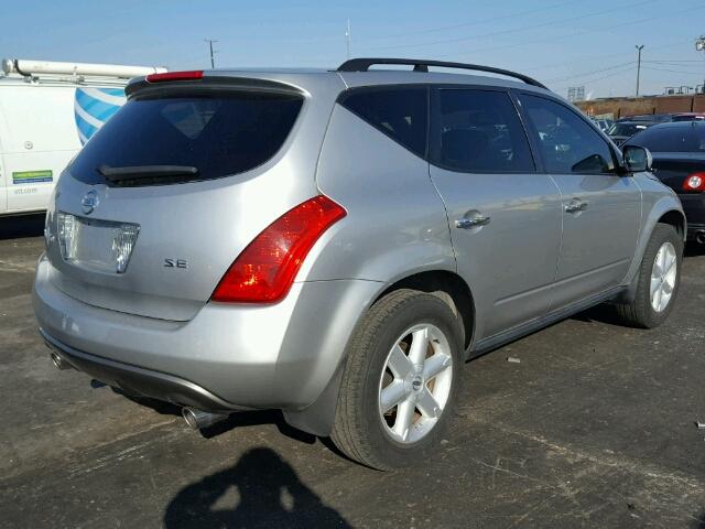 JN8AZ08T94W210564 - 2004 NISSAN MURANO SL SILVER photo 4