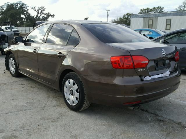 3VW2K7AJ5EM309922 - 2014 VOLKSWAGEN JETTA BASE BROWN photo 3