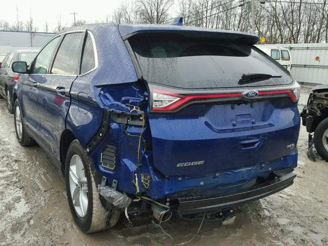 2FMTK4J85FBC06503 - 2015 FORD EDGE SEL BLUE photo 3