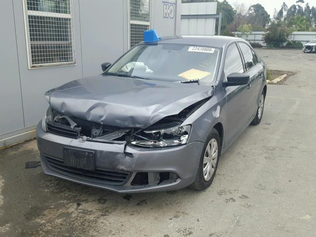 3VW2K7AJ6CM379653 - 2012 VOLKSWAGEN JETTA BASE GRAY photo 2