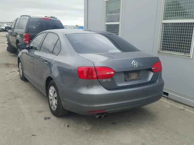 3VW2K7AJ6CM379653 - 2012 VOLKSWAGEN JETTA BASE GRAY photo 3