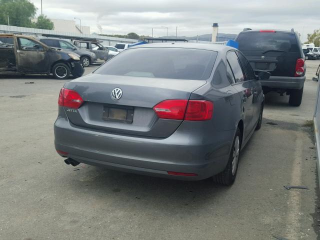 3VW2K7AJ6CM379653 - 2012 VOLKSWAGEN JETTA BASE GRAY photo 4