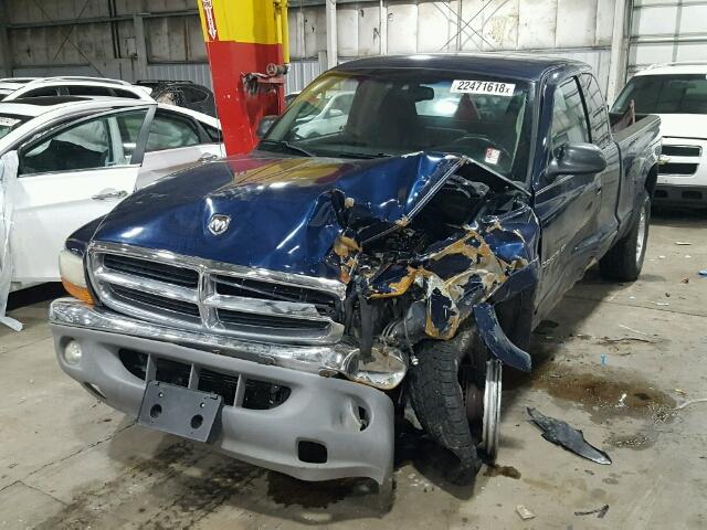 1B7GG42N02S684470 - 2002 DODGE DAKOTA SLT BLUE photo 2