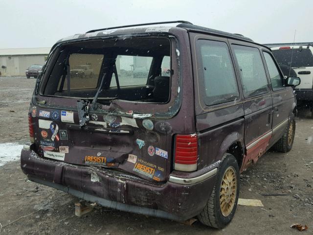 2P4GH45R3PR330264 - 1993 PLYMOUTH VOYAGER SE BURGUNDY photo 4