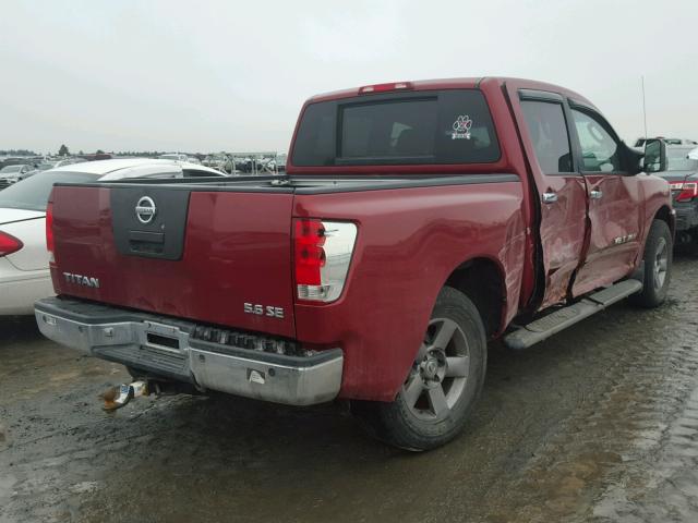 1N6AA07B55N507928 - 2005 NISSAN TITAN XE RED photo 4