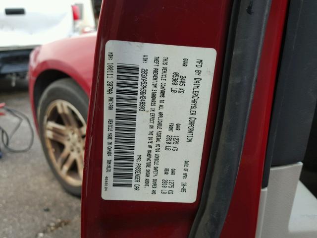 2B3KA53H56H248903 - 2006 DODGE CHARGER R/ RED photo 10