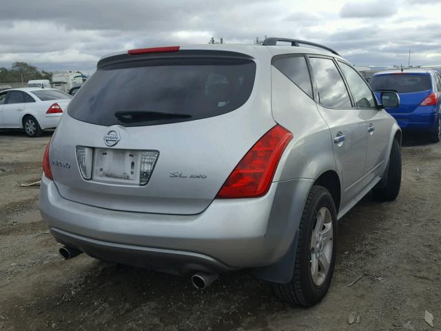 JN8AZ08W65W433253 - 2005 NISSAN MURANO SL SILVER photo 4