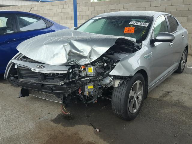 KNAGM4AD0E5070164 - 2014 KIA OPTIMA HYB GRAY photo 2