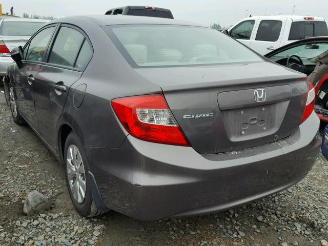 19XFB2F5XCE323700 - 2012 HONDA CIVIC LX CHARCOAL photo 3