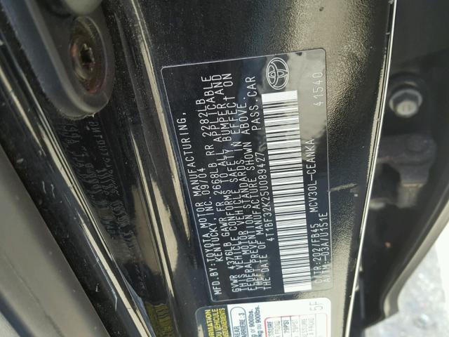4T1BF32K25U089427 - 2005 TOYOTA CAMRY LE BLACK photo 10