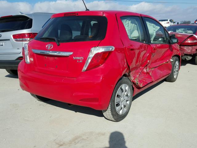 JTDKTUD32ED574563 - 2014 TOYOTA YARIS RED photo 4