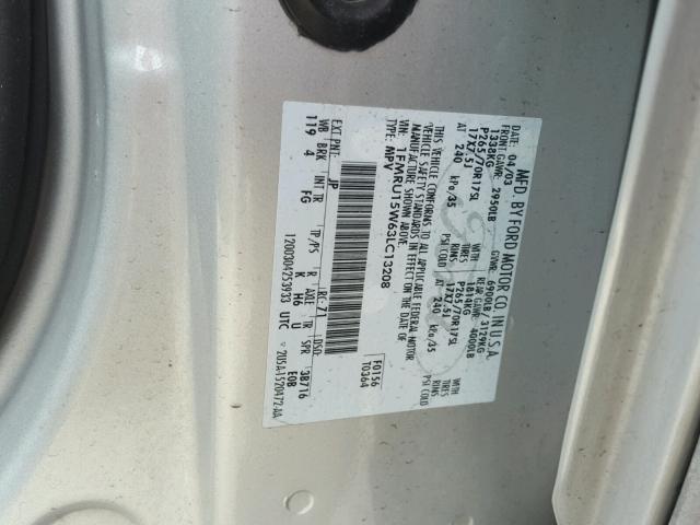 1FMRU15W63LC13208 - 2003 FORD EXPEDITION SILVER photo 10