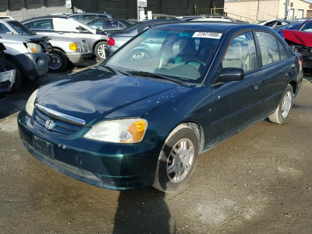 2HGES16541H577380 - 2001 HONDA CIVIC LX GREEN photo 2