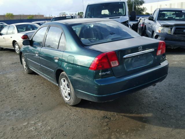 2HGES16541H577380 - 2001 HONDA CIVIC LX GREEN photo 3