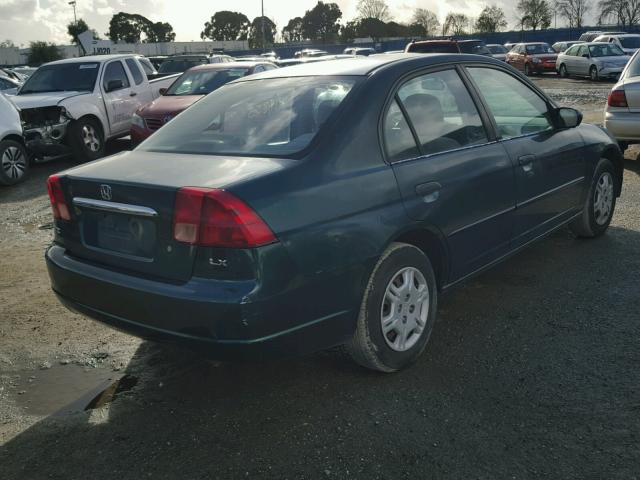 2HGES16541H577380 - 2001 HONDA CIVIC LX GREEN photo 4