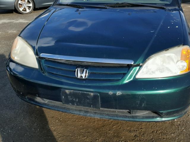 2HGES16541H577380 - 2001 HONDA CIVIC LX GREEN photo 9