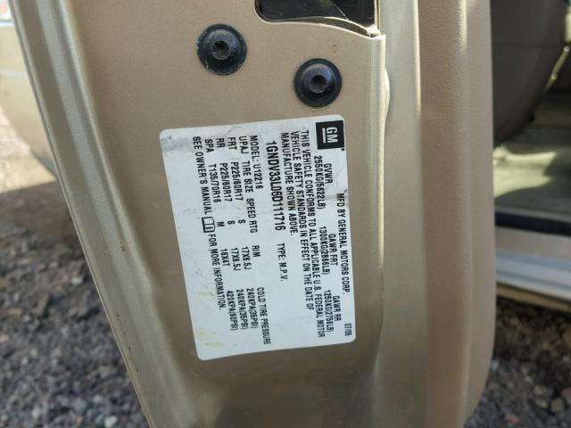 1GNDV33L06D111716 - 2006 CHEVROLET UPLANDER L TAN photo 10