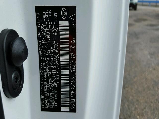 JTKJF5C79E3084536 - 2014 TOYOTA SCION TC 白色 照片 10