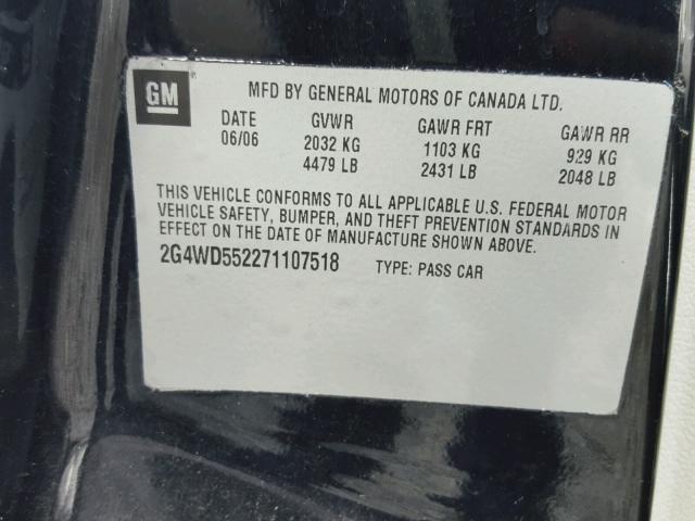 2G4WC582X81246960 - 2008 BUICK LACROSSE C BLACK photo 10