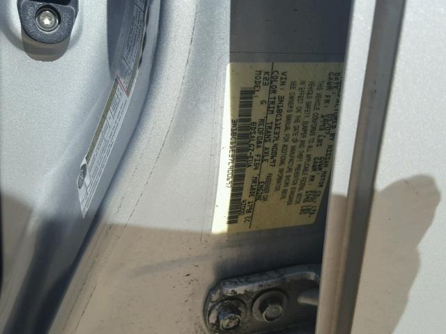 3N1BC11E37L400697 - 2007 NISSAN VERSA S SILVER photo 10