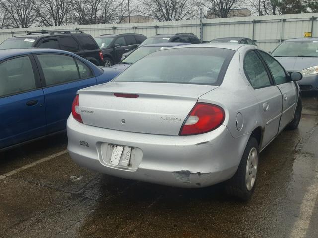 1B3ES46C61D226211 - 2001 DODGE NEON SE SILVER photo 4