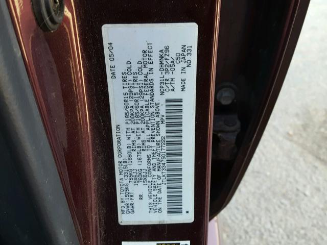 JTLKT334750177222 - 2005 TOYOTA SCION XB BURGUNDY photo 10