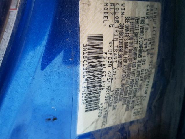 3N1BC13E69L391252 - 2009 NISSAN VERSA S BLUE photo 10