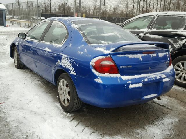 1B3ES56C54D625685 - 2004 DODGE NEON SXT BLUE photo 3