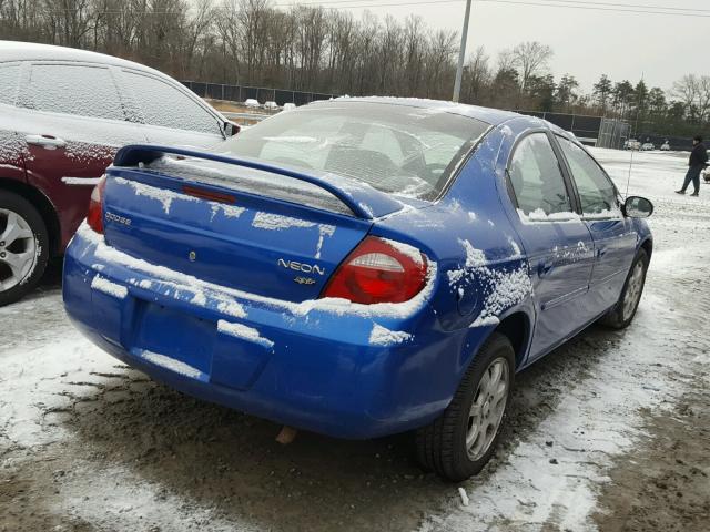 1B3ES56C54D625685 - 2004 DODGE NEON SXT BLUE photo 4