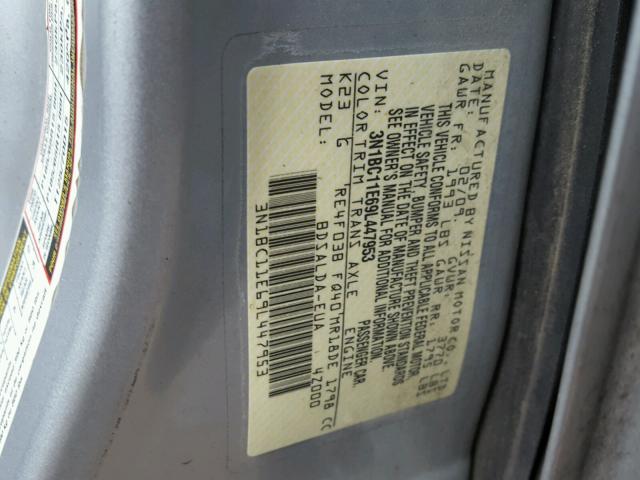 3N1BC11E69L447953 - 2009 NISSAN VERSA S SILVER photo 10