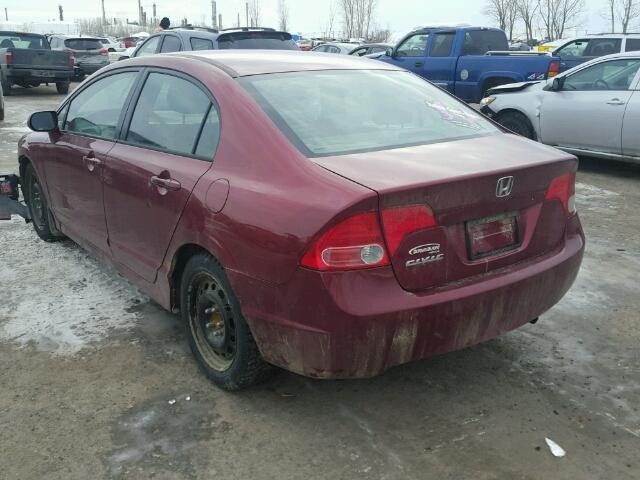 2HGFA16536H025481 - 2006 HONDA CIVIC LX BURGUNDY photo 3