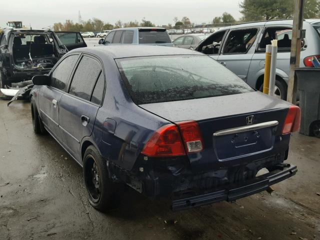 2HGES16584H502265 - 2004 HONDA CIVIC LX BLUE photo 3