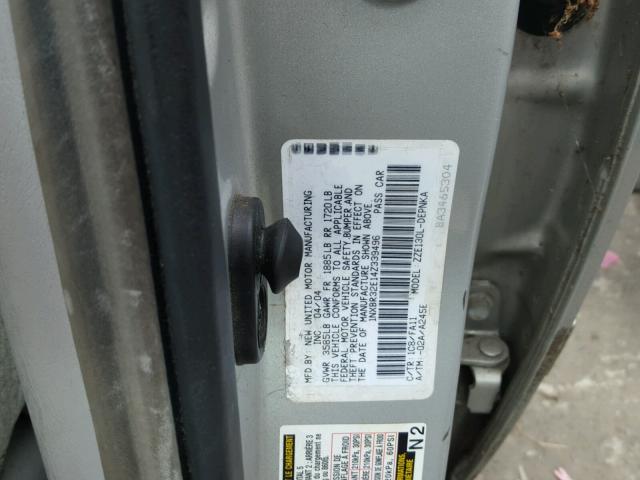 1NXBR32E14Z339496 - 2004 TOYOTA COROLLA CE SILVER photo 10