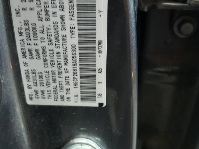 1HGCP26819A056300 - 2009 HONDA ACCORD EXL GRAY photo 10