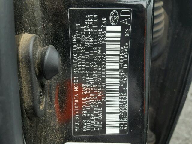 2T1BU4EE0DC023525 - 2013 TOYOTA COROLLA BA BLACK photo 10