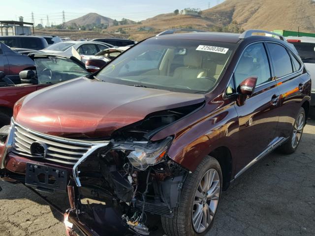 2T2BK1BA6EC226342 - 2014 LEXUS RX 350 BURGUNDY photo 2