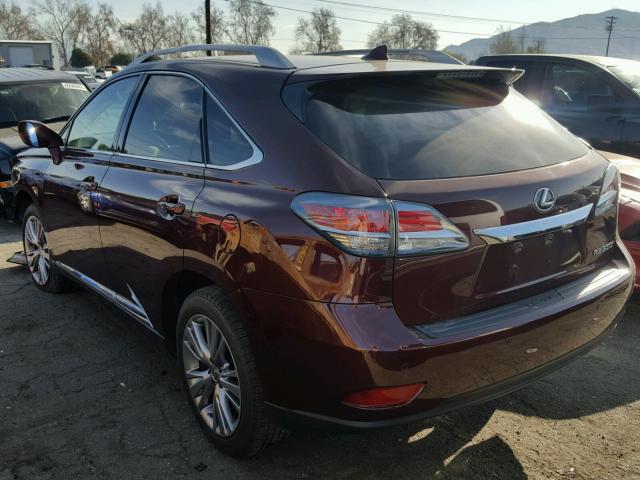 2T2BK1BA6EC226342 - 2014 LEXUS RX 350 BURGUNDY photo 3