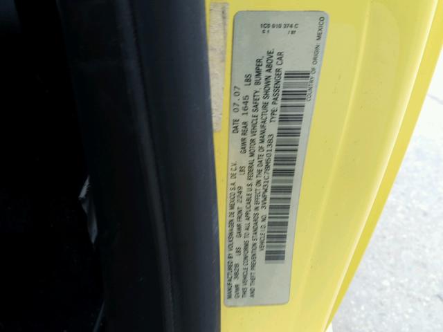 3VWPW31C78M501383 - 2008 VOLKSWAGEN NEW BEETLE 黄色 照片 10