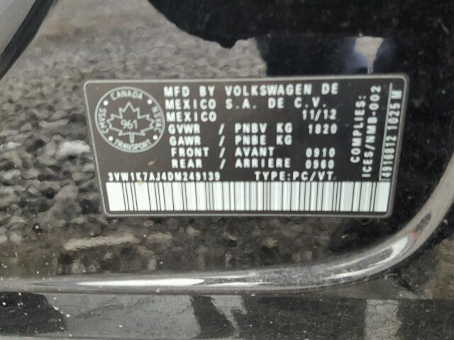 3VW1K7AJ4DM249139 - 2013 VOLKSWAGEN JETTA BASE შავი ფოტო 10