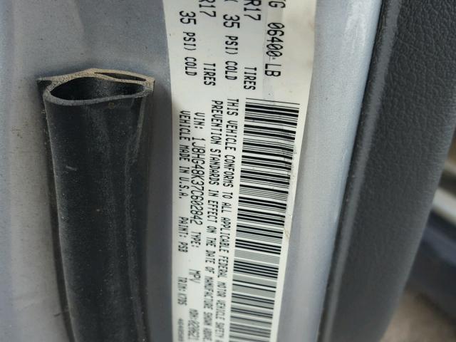 1J8HG48K37C602842 - 2007 JEEP COMMANDER ვერცხლისფერი ფოტო 10