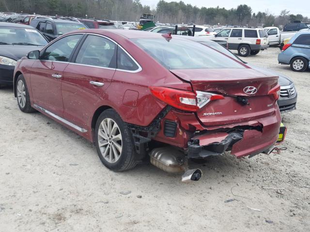 5NPE34AF7GH429138 - 2016 HYUNDAI SONATA SPO RED photo 3