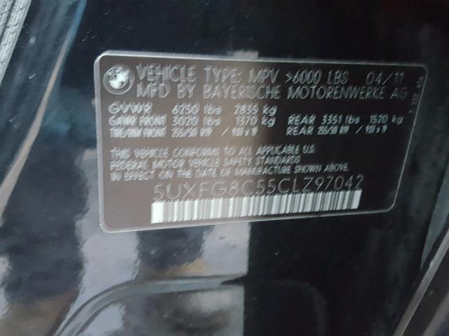 5UXFG8C55CLZ97042 - 2012 BMW X6 XDRIVE5 BLACK photo 10
