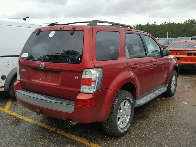 4M2CU81168KJ01223 - 2008 MERCURY MARINER RED photo 4