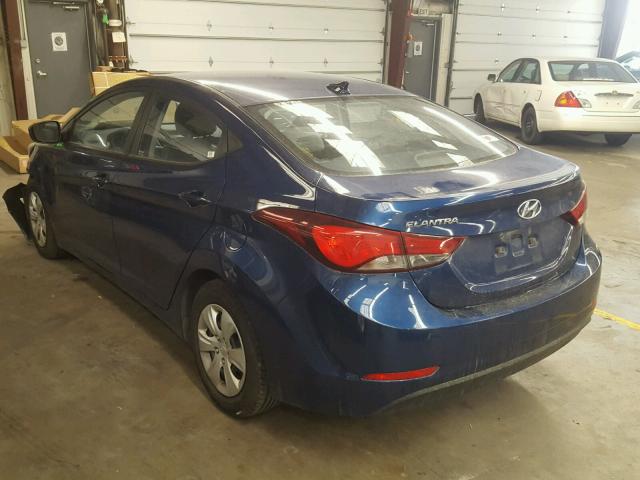 5NPDH4AE1GH700408 - 2016 HYUNDAI ELANTRA SE BLUE photo 3